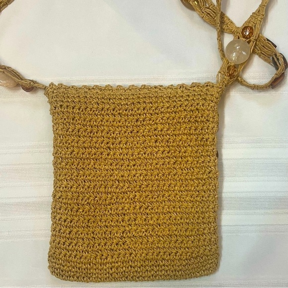 Crossbody Bag Macrame Paper Faux Gemstones Blue Miami NWOT BOHO - Picture 2 of 11